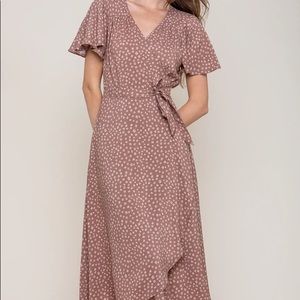 Cameo wrap dress in coffee
